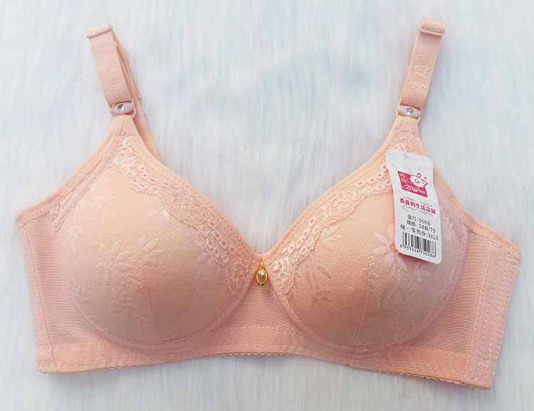 婷玛文胸婷玛无钢圈薄棉妈妈夏女文胸b罩杯大码中年孕妇内衣件虾粉34