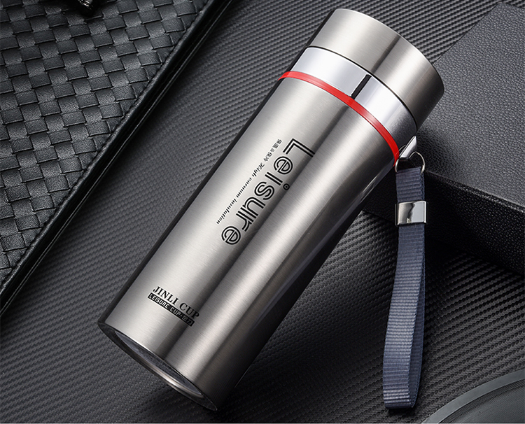 金力保温杯304不锈钢保温杯大容量男便捷带提绳喝水杯子户外运动保暖