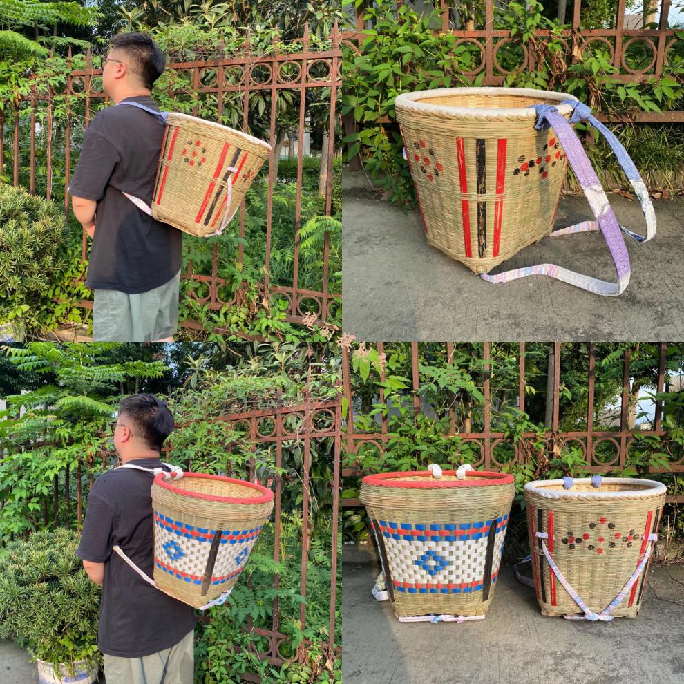贵州竹编背篓 纯手工编织竹编背篼大人竹蔑背篓背框收纳筐舞蹈道具小