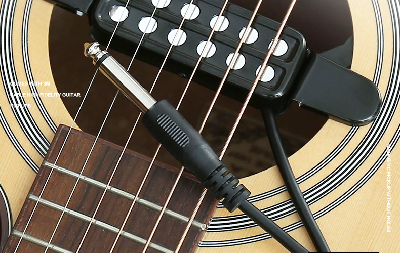 高保真民谣吉他拾音器免开孔音孔木吉他拾音器自带3米连接线onevan