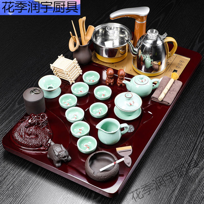 高档茶具 景德镇鑫浮龙茶具套装家用全自动电器功夫茶道茶盘整套茶台