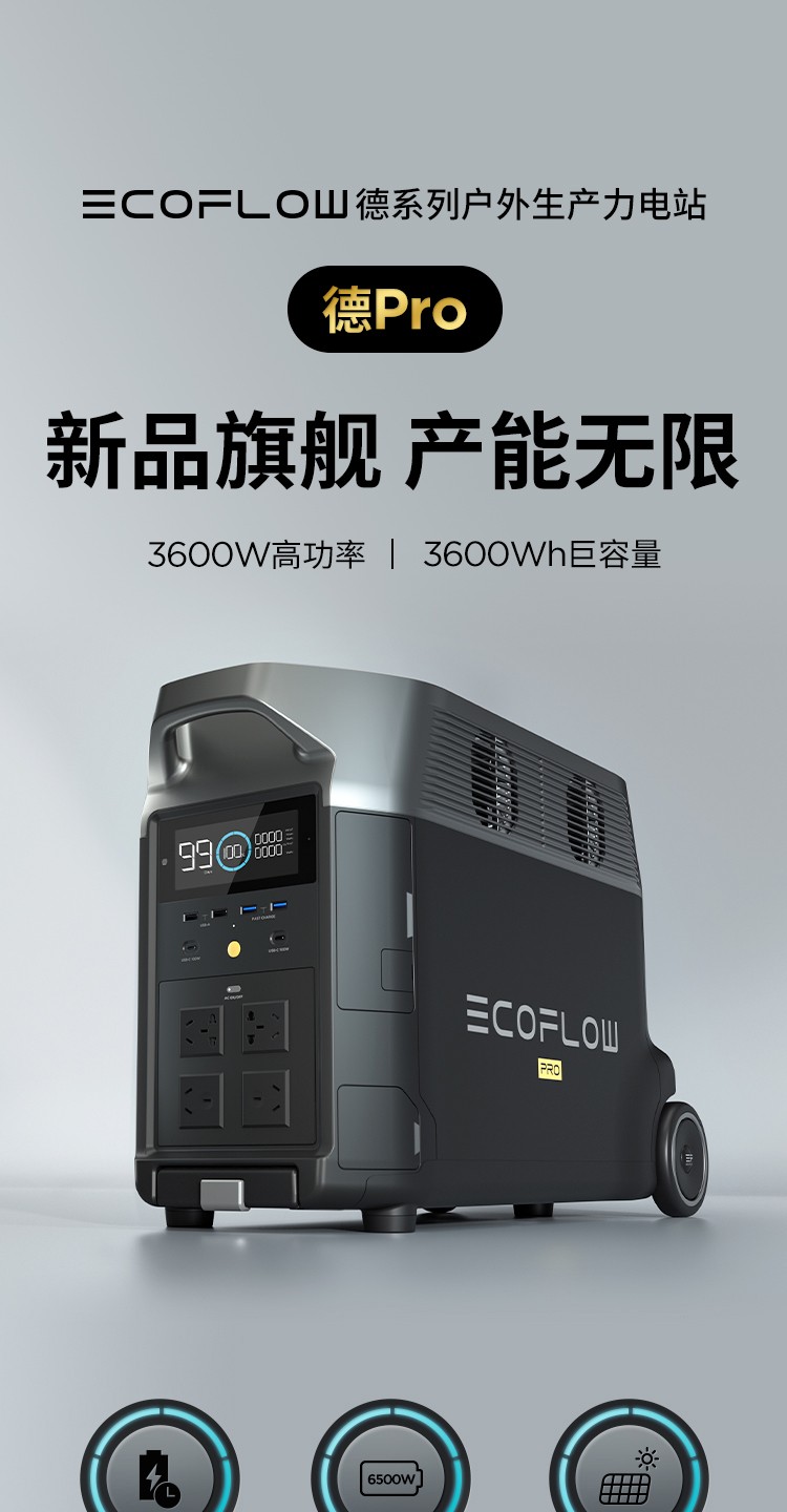 ecoflow正浩新品德pro3600wh户外移动电源房车游艇移动电站大容量大