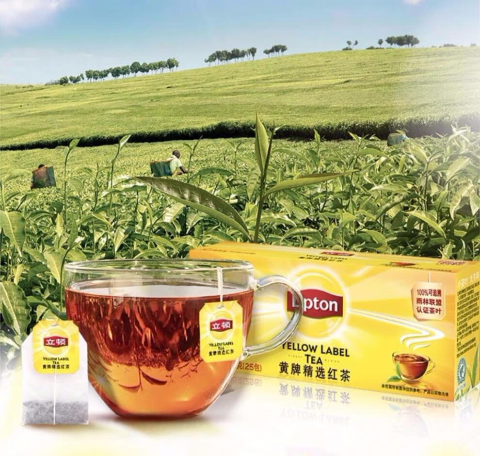 立顿黄牌精选红茶25包50g办公休闲袋泡茶包茶叶斯里兰卡红茶包温润