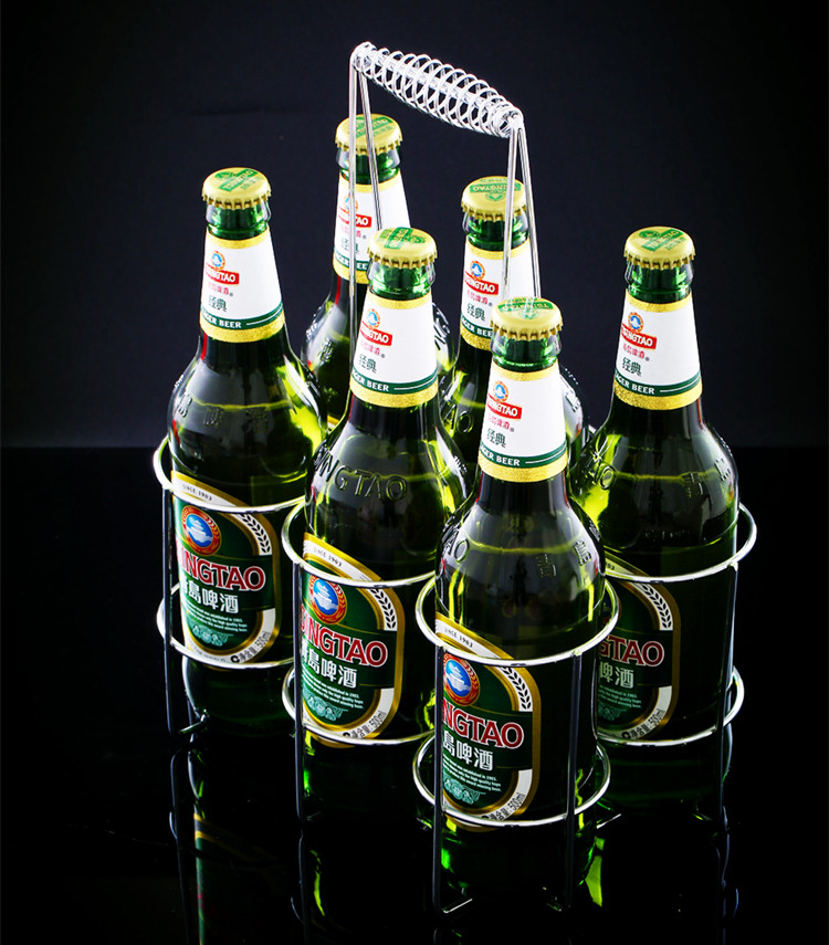 ktv不锈钢色啤酒架酒吧大排档啤酒提篮手提六瓶装啤酒提子加粗大号