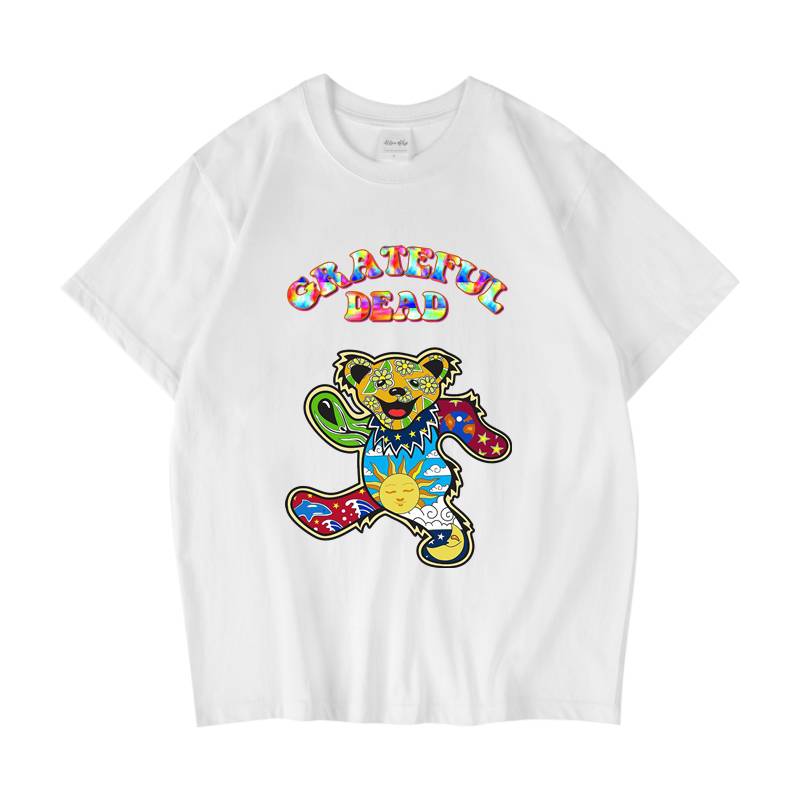 美国迷幻摇滚gratefuldeadtshirt而死乐队小熊短袖男女t恤初高中大学