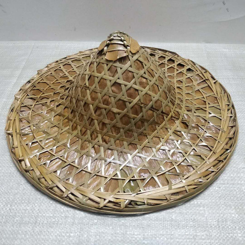 舞蹈斗笠舞帽子竹青皮农家红军草帽子钓鱼防雨晒装饰38cm尖顶