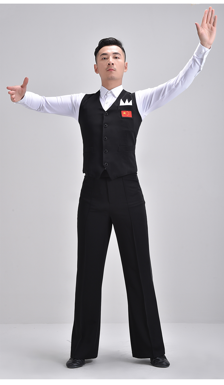 2021年新款摩登舞马甲男士国标舞马夹交谊舞华尔兹舞衣表演服成人拉丁