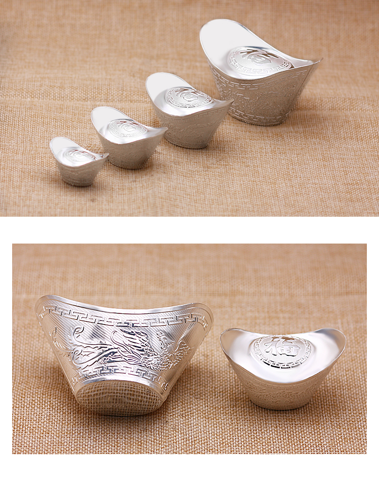 龙姑娘999足银半实心元宝白银投资银锭足银元宝银条收藏企业礼银元宝