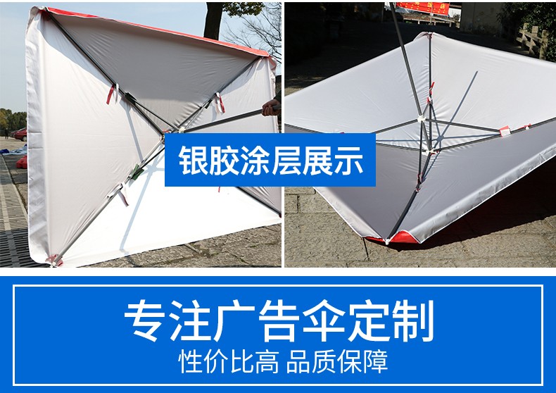 大号户外商用摆摊伞太阳伞遮阳伞大雨伞广告伞印刷定制折叠方伞 宝蓝1.8*2.2(无底座)