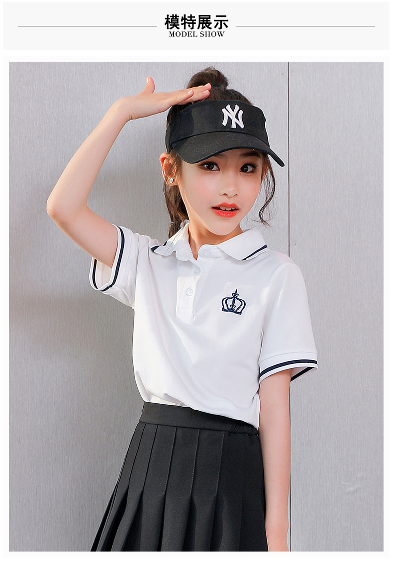 优优1点-女童polo衫短袖夏季洋气新款女孩休闲t恤儿童时髦纯棉半袖