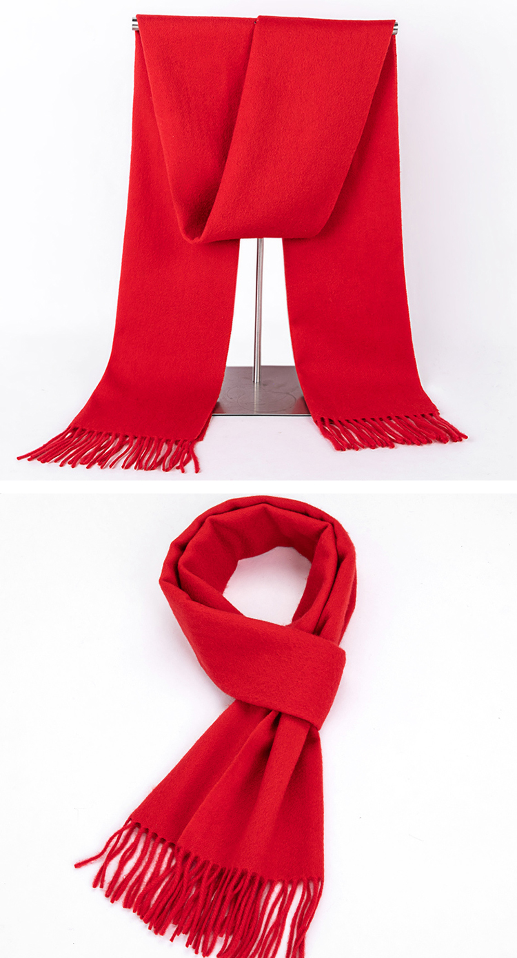 恒源祥旗舰官方店轻奢高端羊毛围巾男女通用大红色宴会年会中国红围脖