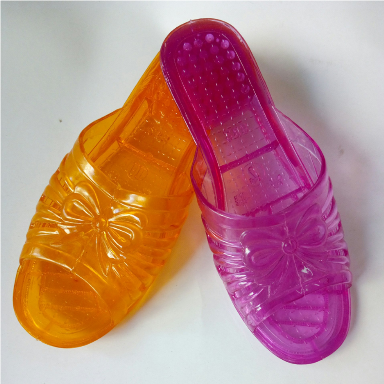 广东老式凉拖鞋扡鞋浴室扦鞋女夏防滑软底家居凉扦鞋透明塑料妈妈水晶