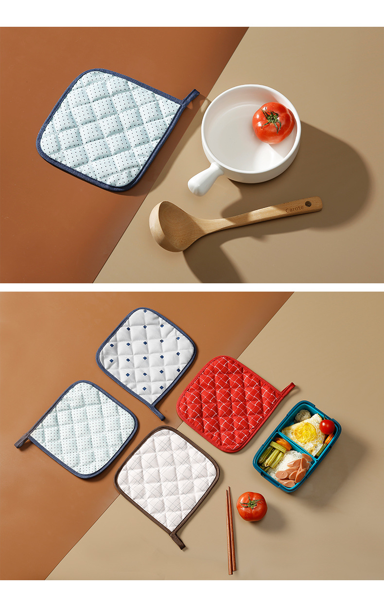 居家布艺隔热垫 餐桌垫杯垫碗垫锅垫盘子防烫垫耐热33g. 蓝色方格