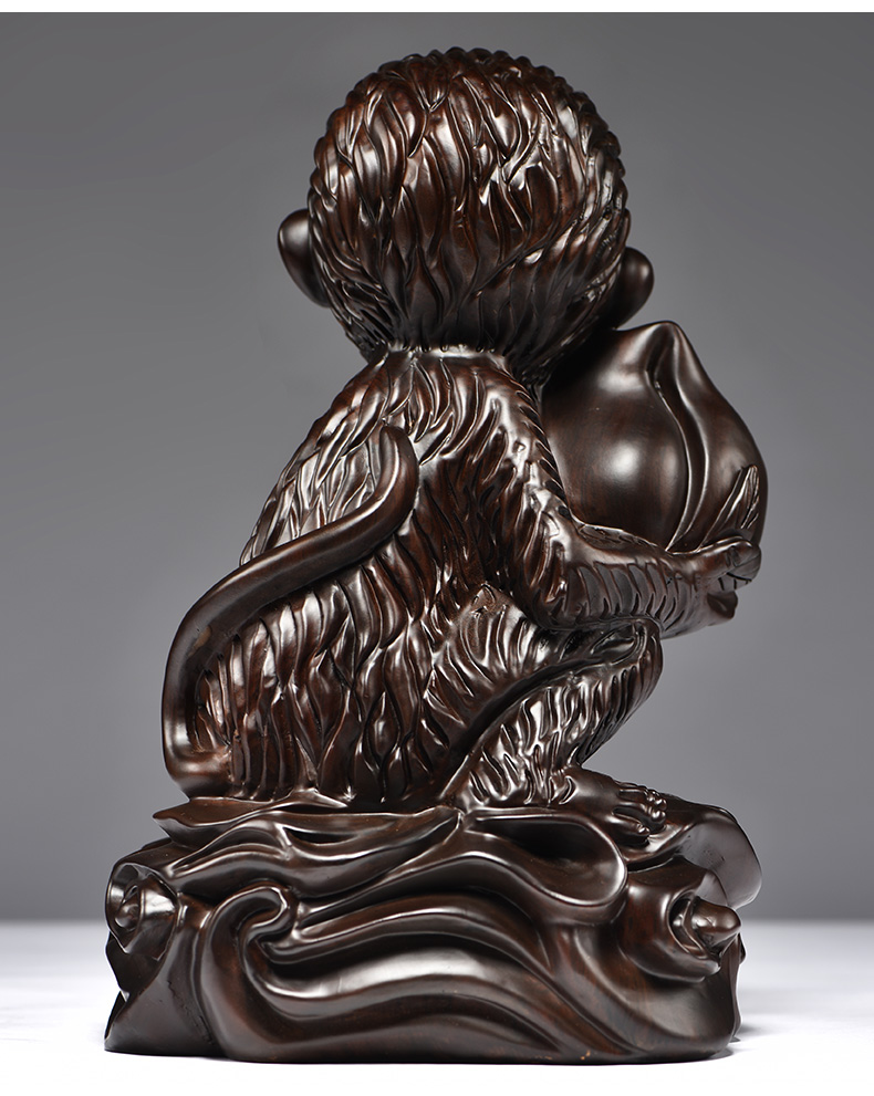 杞沐木雕猴子摆件三合十二生肖猴木头猴家居客厅办公室装饰工艺品红