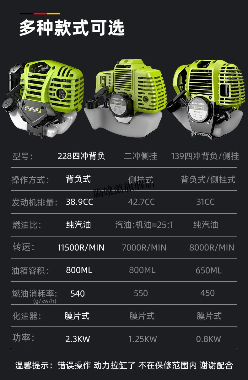 卡丁车除草机德国芝浦割草机多功能开荒小型家用四冲程汽油除草机背负