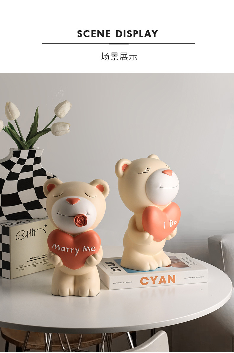 好运顺结婚礼物情侣熊摆件客厅卧室家居装饰送闺蜜新人订新婚礼品结婚