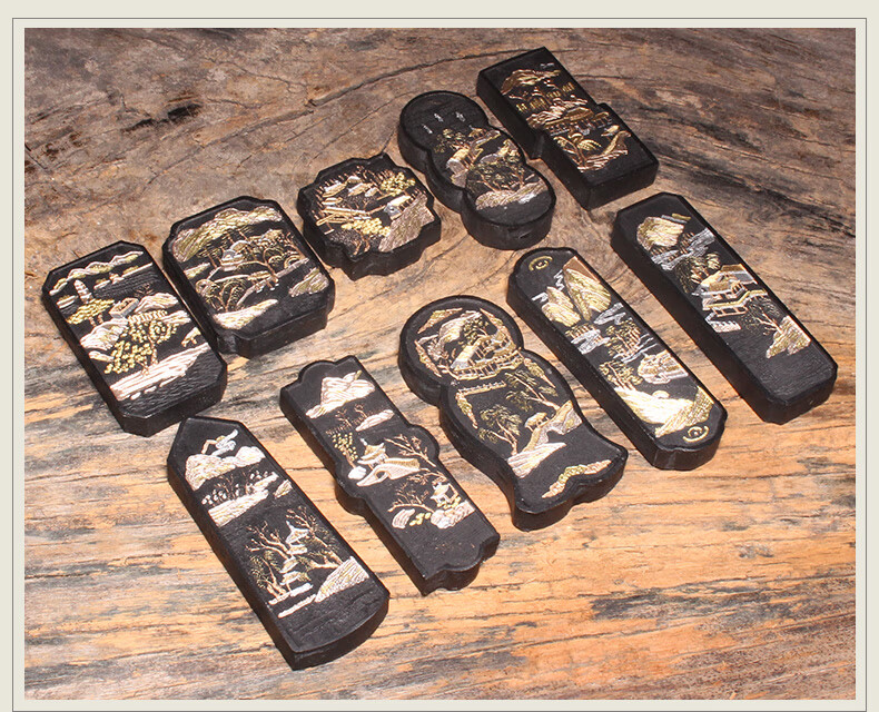 文之宝精美风景徽墨徽州歙县制作墨条文房四宝西湖十景套装墨条老胡开