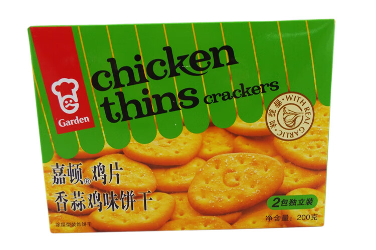 嘉顿鸡片鸡味饼干香蒜鸡味饼干200g涂层型装饰饼干盒装新年年货200g鸡