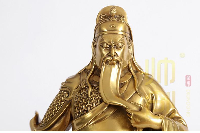 帅创纯铜关公送礼像摆件武圣礼物关二爷大气武财神客厅护宅办公室工艺