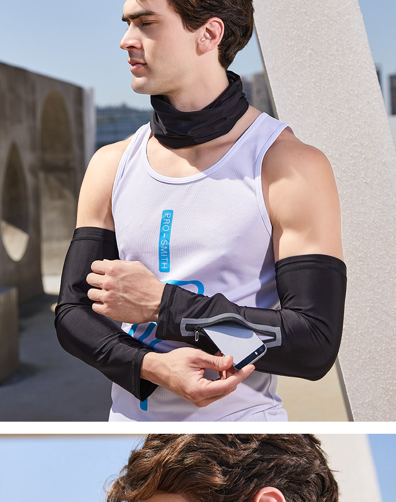 冰袖防晒男加大码宽松大号袖套骑行夏季护臂手臂套袖冰丝薄款手套口袋