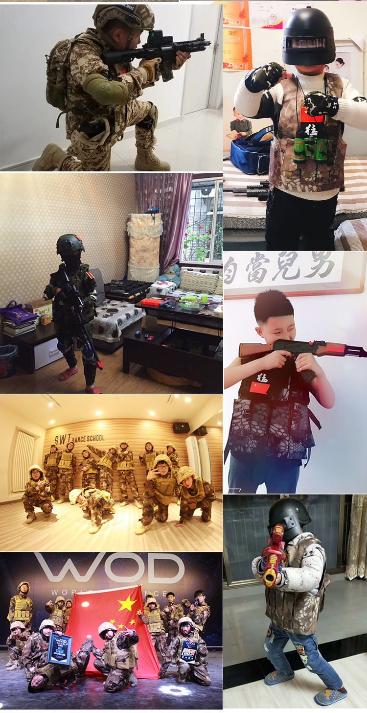 防弹衣 儿童款战术背心多功能迷彩作战cs装备防弹衣吃鸡三级甲 黑色