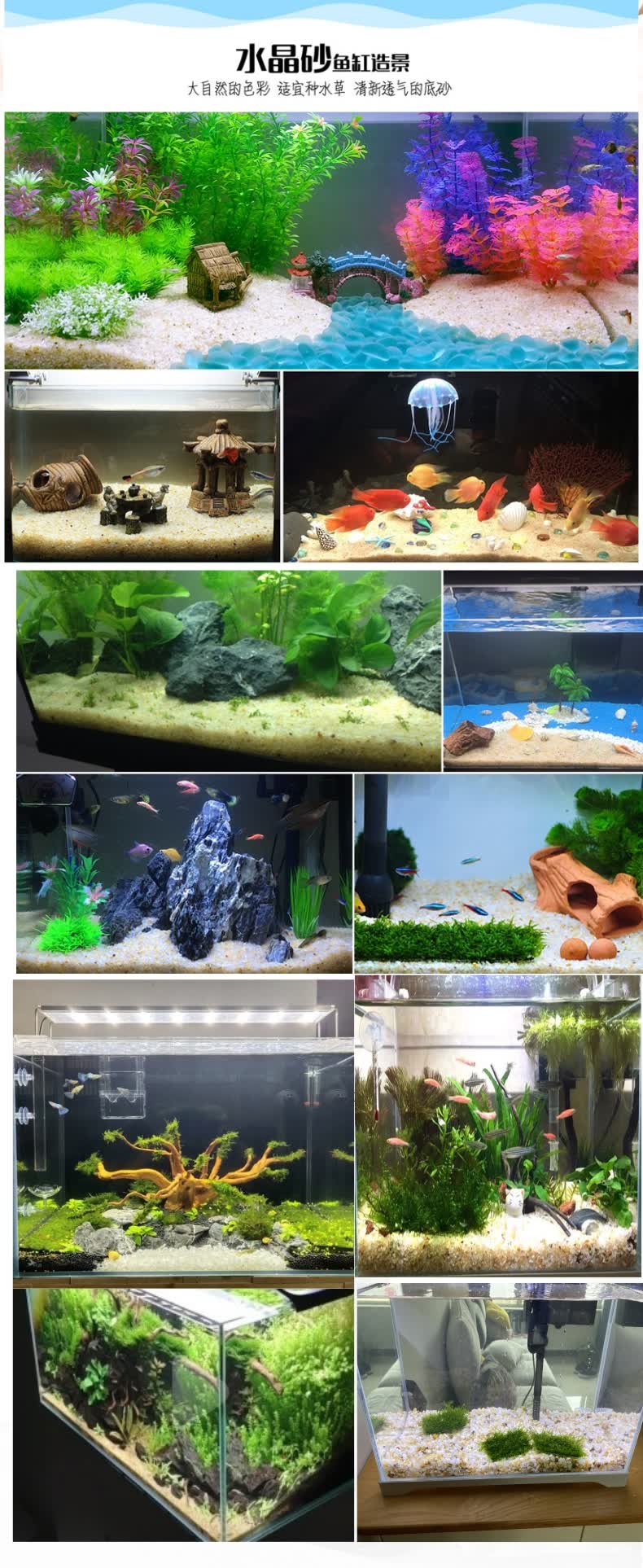天然水晶砂鱼缸原生底砂造景装饰石头水族箱水草沙乌龟用铁胆沙子白色2 3毫米白沙5斤 图片价格品牌报价 京东
