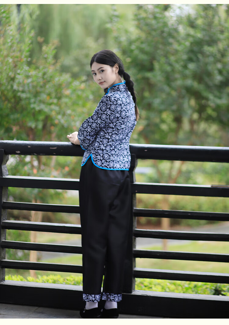 西牧宾民国学生装 新款村姑服装女网红直播农村姑娘衣服客家服饰采茶