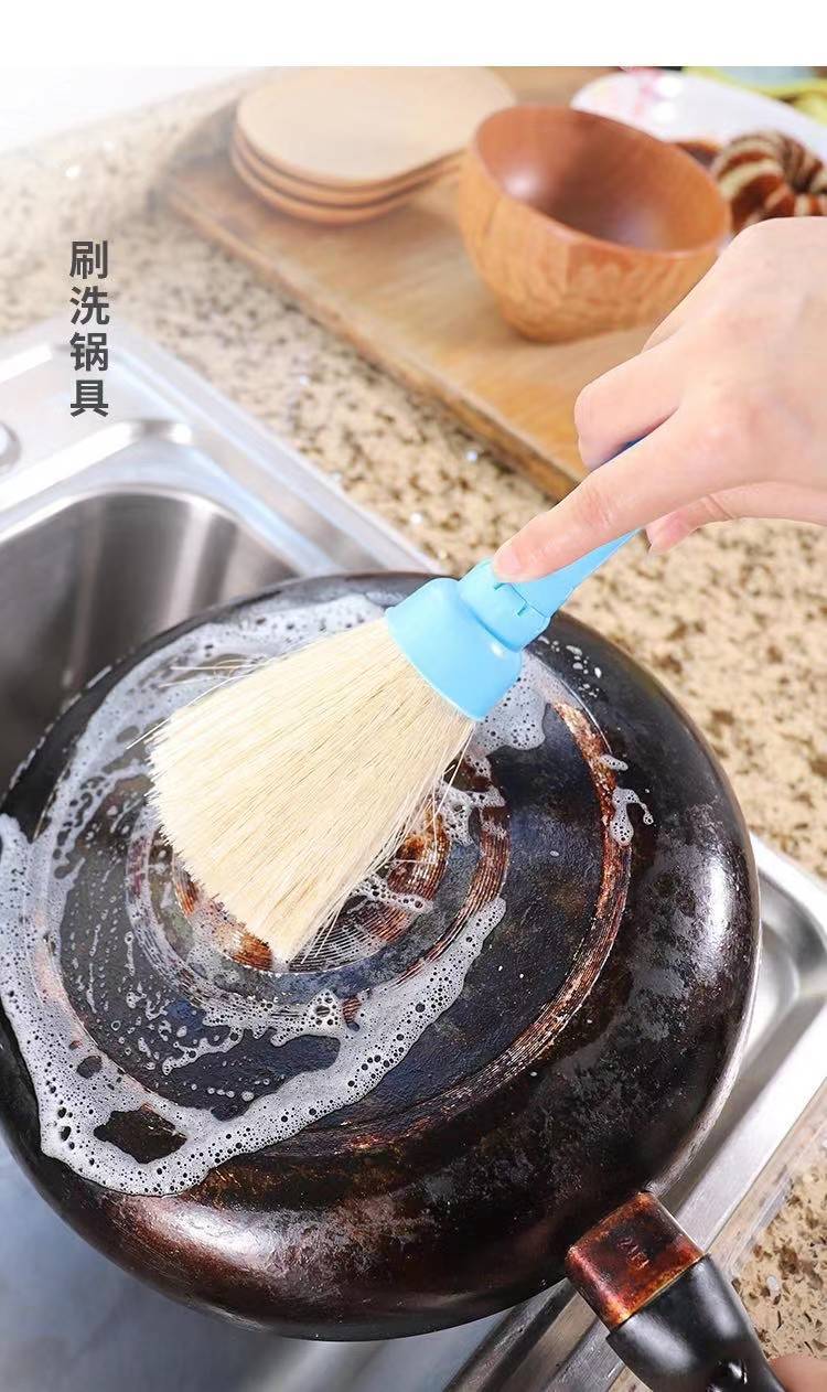精选刷锅神器锅刷天然椰棕长柄不沾油软毛锅刷不伤手厨房洗锅刷子彩虹