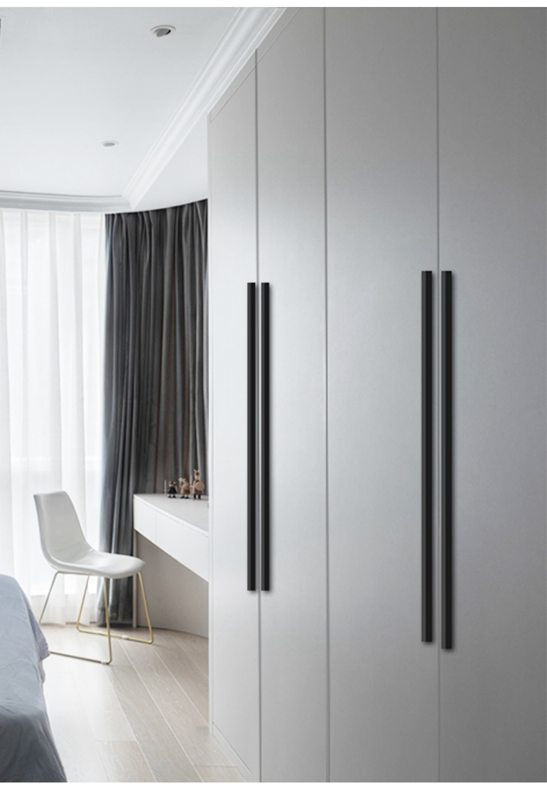 定制通体大衣柜门拉手通顶长条金色黑色把手现代简约加长款轻奢 黑色