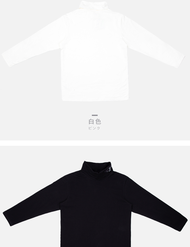 hikosencara卡拉猫日系秋冬高领长袖女t恤jt1911898新品直白色均码