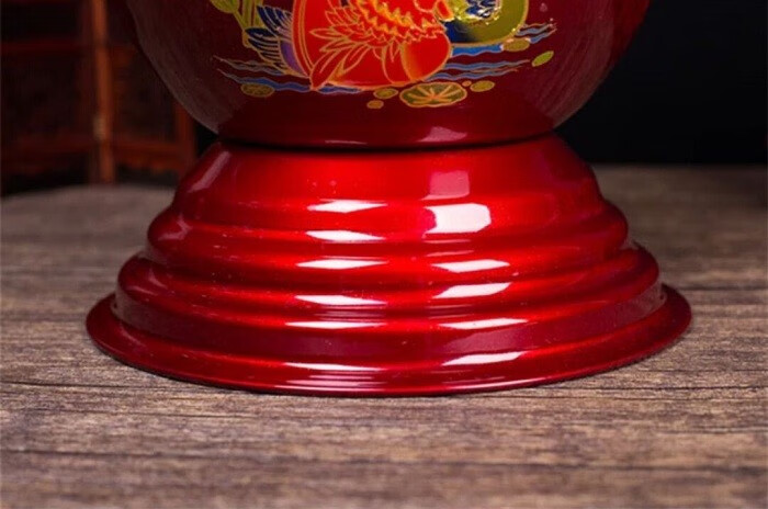 适用于美加厚镀锌高脚红色痰盂结婚新娘陪嫁搪瓷痰盂儿童成人尿盆座