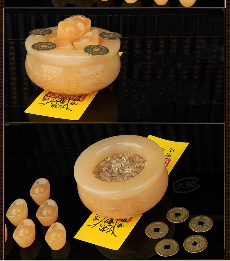 大灿九运宝盒家居店铺开业九星老黄玉送父母聚宝盆摆件送礼大号摆设送