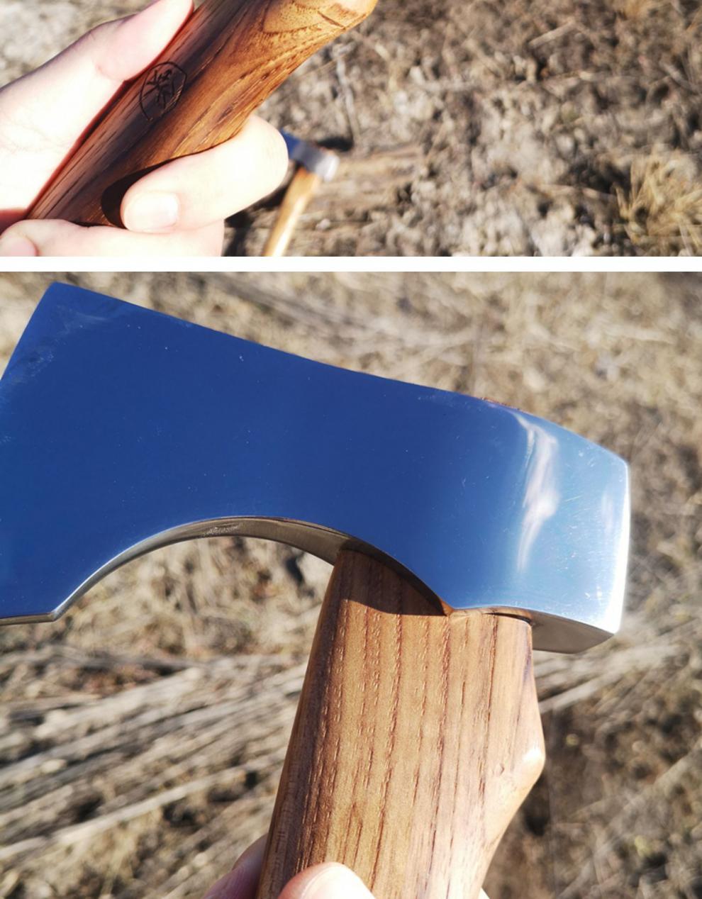 开山斧尼曼斧户外野营斧锻打斧头小手斧子全钢工具赠手工皮斧套锻皮斧