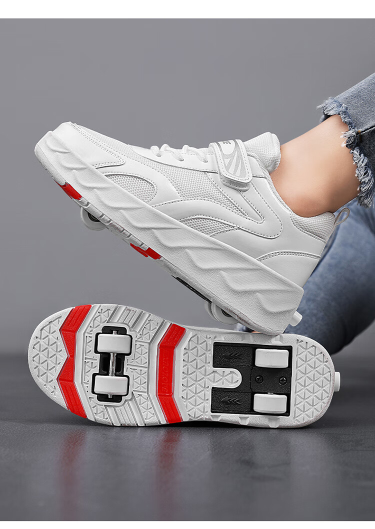 有轮子的鞋子 暴走鞋男童溜冰鞋双轮学生滑轮鞋轱辘鞋四轮运动鞋带