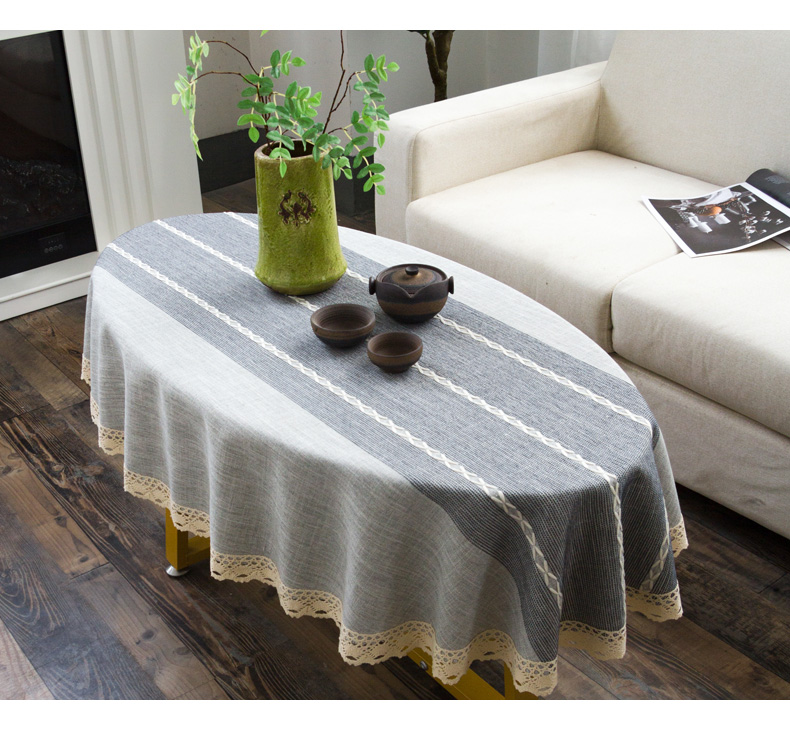 烛光晚餐桌布椭圆形茶几布桌布现代简约北欧棉麻ins风椭圆布艺垫茶桌