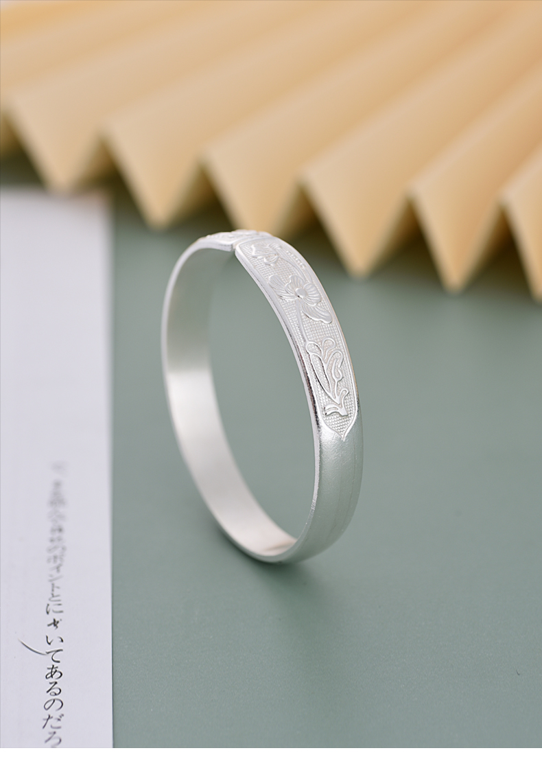 百岁坊足银990小孩精品光镯适用410岁宝宝儿童生日礼物足银990小孩