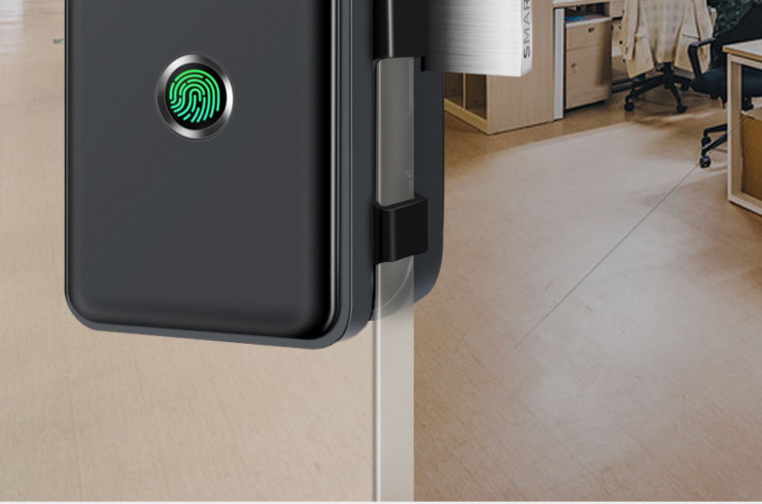 玻璃门指纹锁免开孔单双门密码锁办公室门禁锁智能电子门锁a高性价款