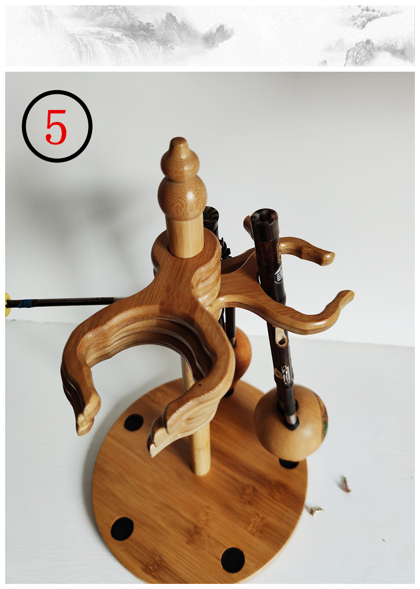 民族乐器架桌面座架倒放排水葫芦丝挂钩c调f调降b调通用展示架子棕色4