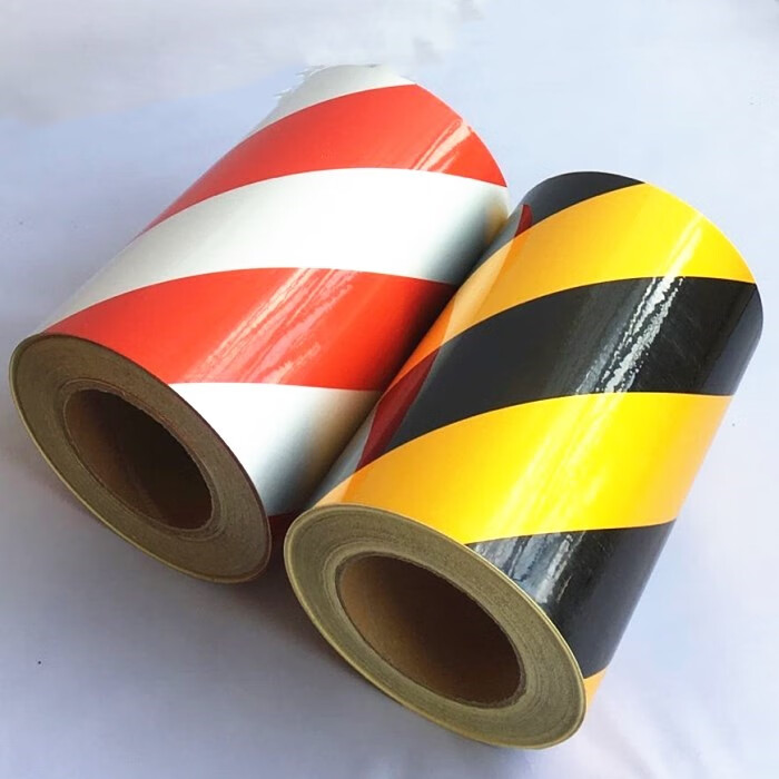 5cm20c黑黄红白斜纹反光膜警示胶带反光贴条地贴纸防水标识 30cm宽黄