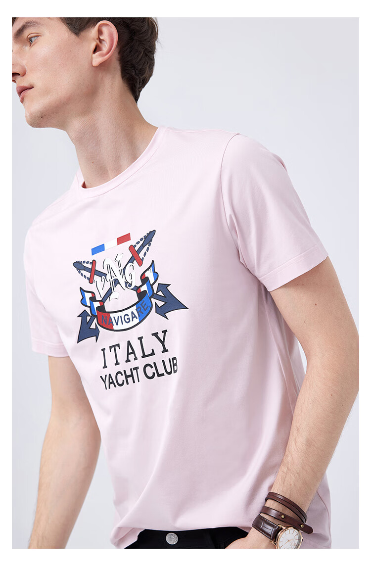 navigare意大利小帆船短袖t恤男夏装半截袖休闲圆领体恤轻薄男装藏青