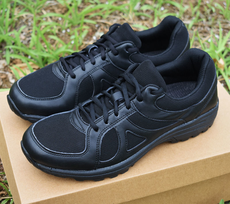 作训鞋春秋作训鞋男黑色保安胶鞋超轻透气网面训练运动跑鞋黑色春秋布