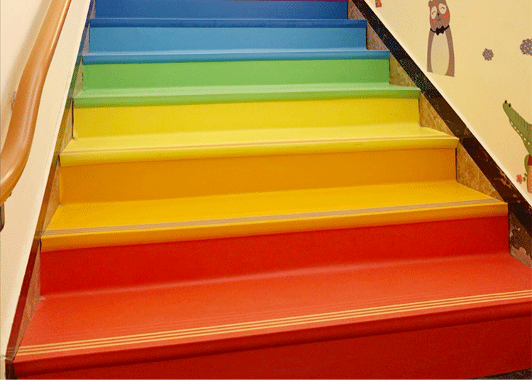 pvc楼梯踏步垫滑条垫幼儿园塑胶楼梯踏步板楼梯地胶台阶贴整体 纯料uv