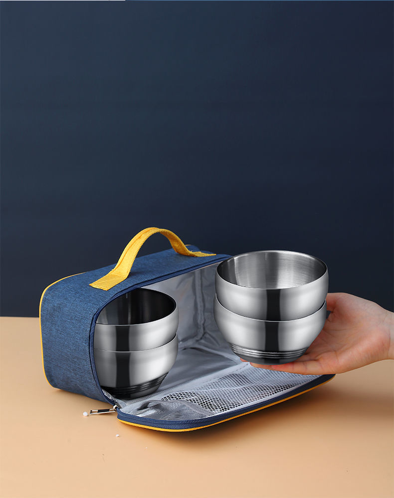碗筷单人碗单个外出旅游便携式碗包304不锈钢户外餐具套装旅行饭碗 1