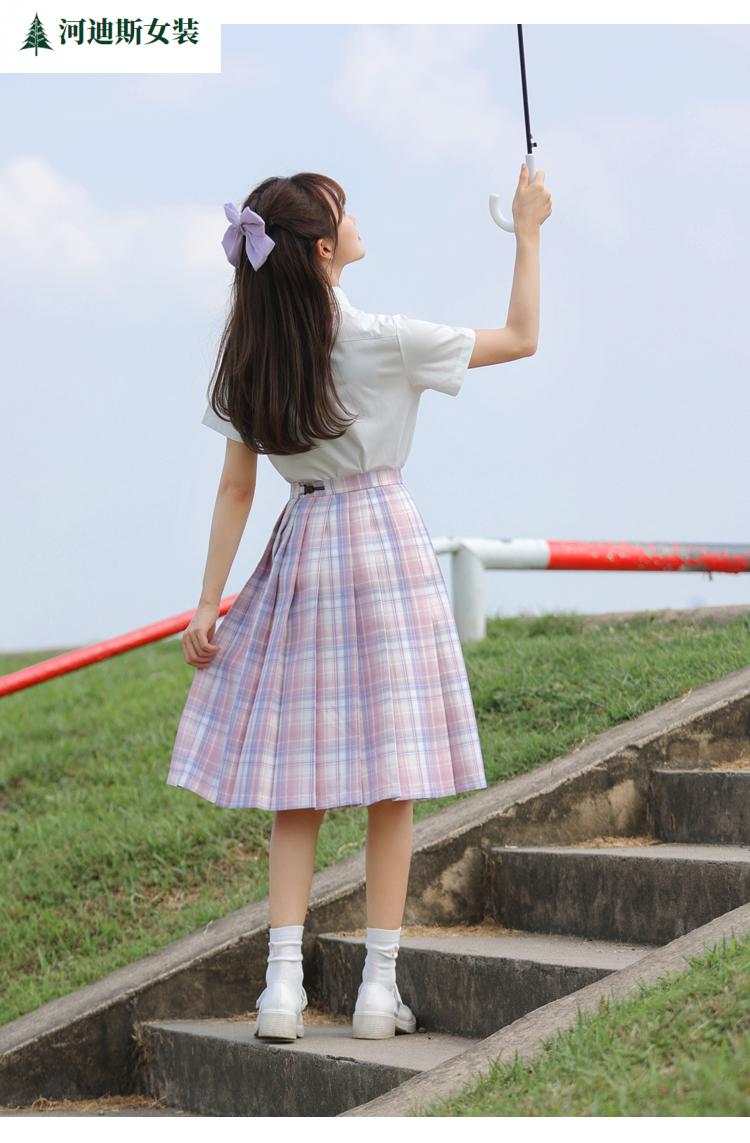 亚麻裙半身裙jk长裙jk制服正版日系中长裙学生过膝百折格裙套装女长款