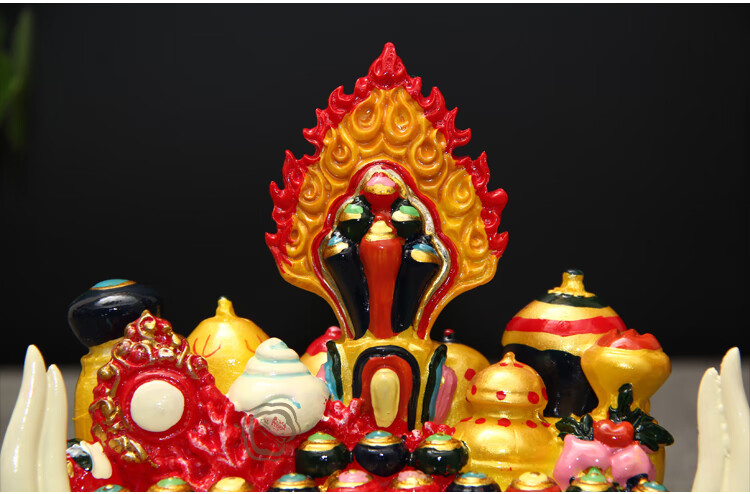 欧映藏传佛教用品 密宗供具摩尼宝如意宝八宝总集9寸彩绘百宝座