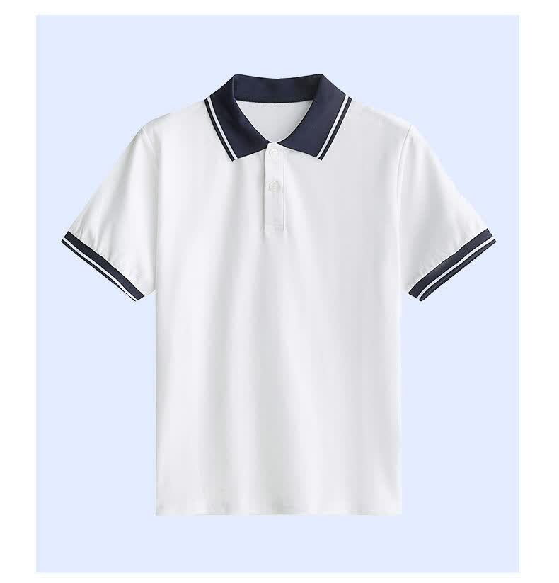 番禺高中校服儿童小孩子校服短袖体恤夏季休闲学院风白色上衣polo衫