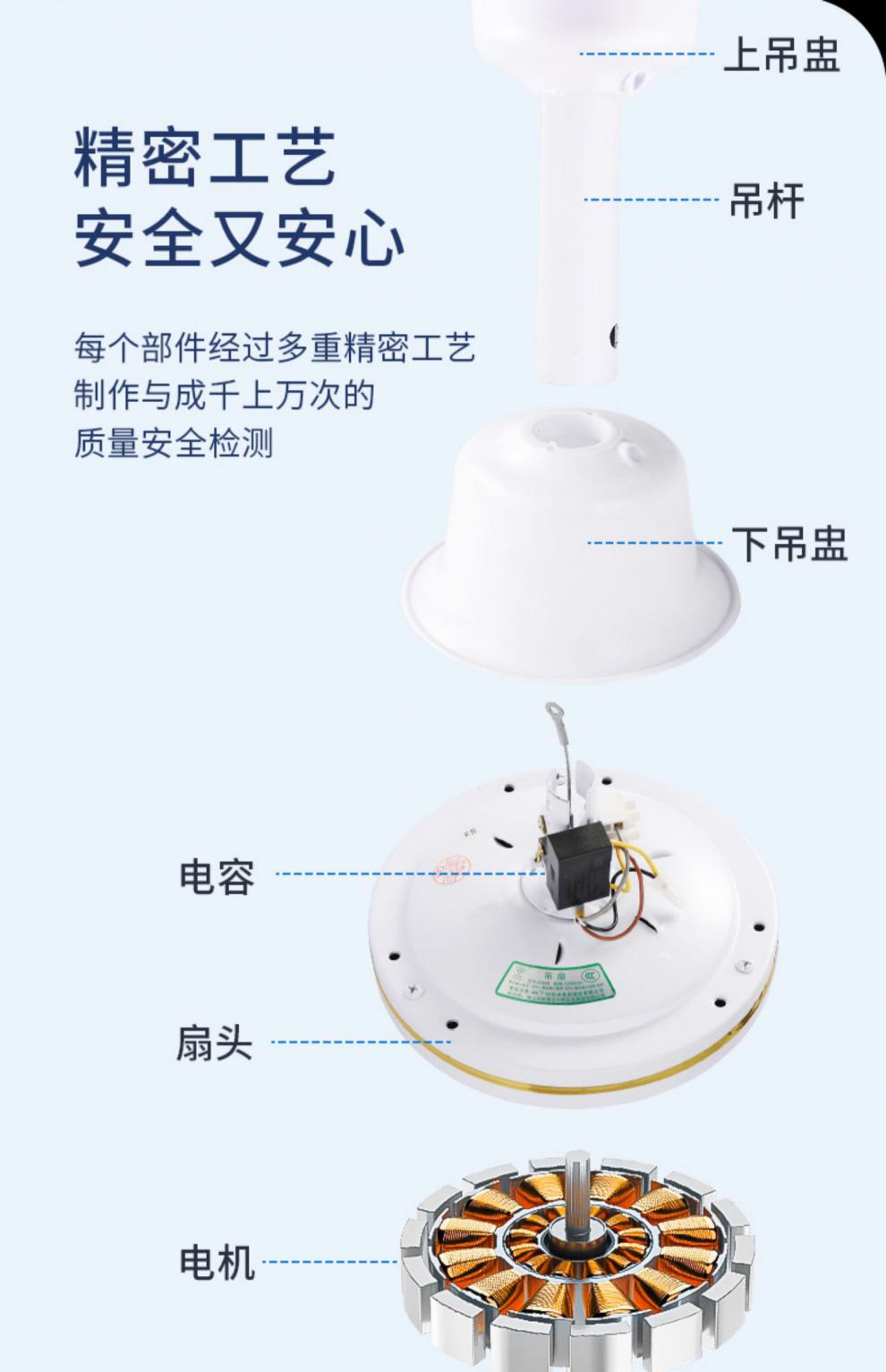 2022新款飞碟牌吊扇同款 吊扇风扇家用客厅餐厅大风力老式工业三叶吊