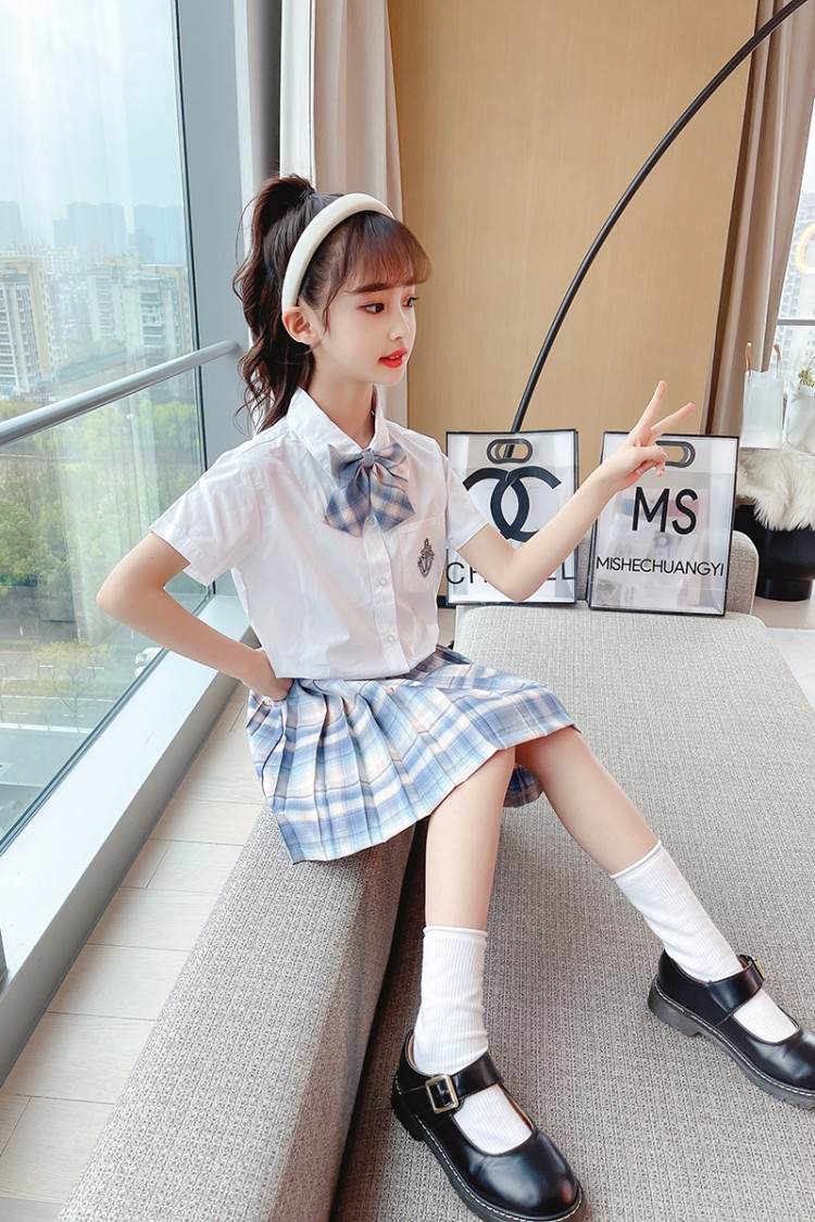川孩儿童jk13小学生9中大童十岁女孩秋装11女童15学院风8套装裙12粉红