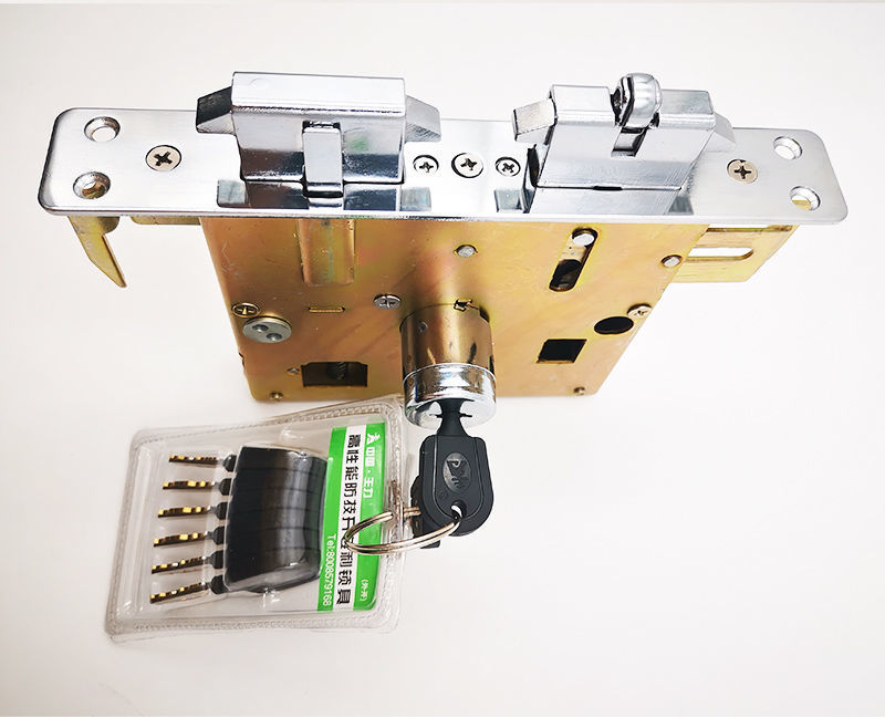 王力锁芯门自动锁体防盗门锁具套装锁体拉手三件套碰锁特能锁王力固心