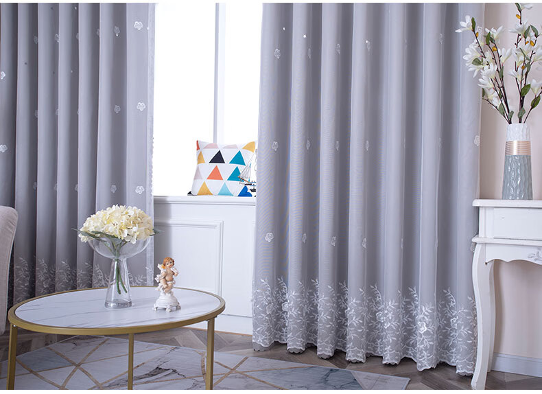 雅菲蓝纺窗帘窗帘蓝色2022年新款客厅网红窗帘杆一整套布纱一体双层